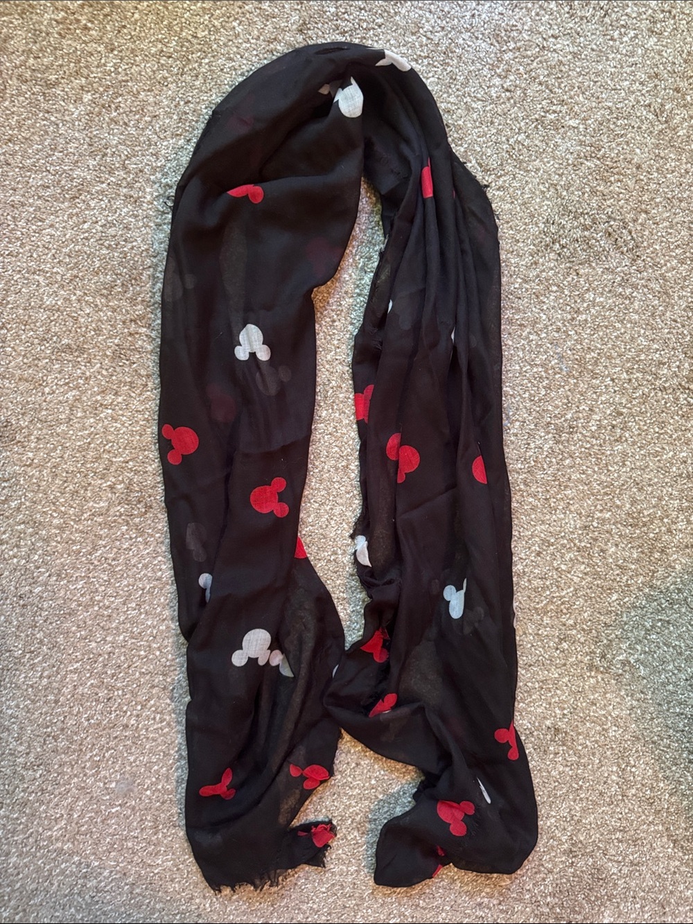 Disney Black Scarf with Red and White Mickey Head Print